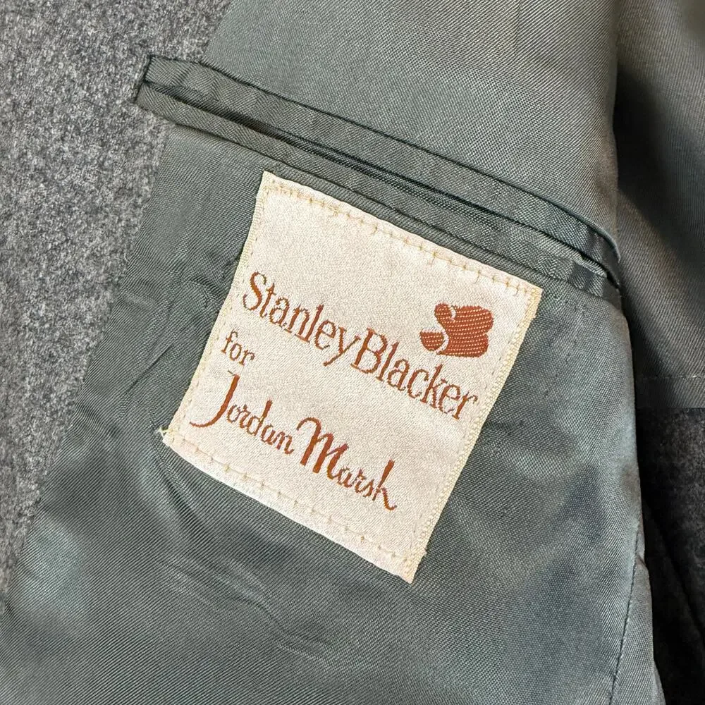 Stanley Blacker Jordan Marsh Gray Wool Blazer Sport Coat Jacket Gold Buttons